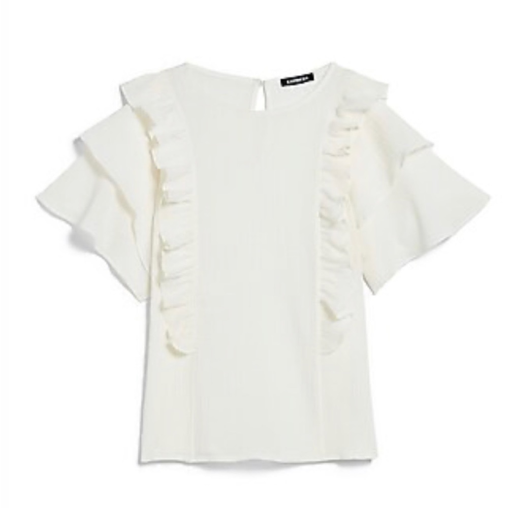 Express Textured Double Ruffle Top